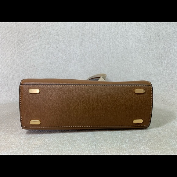 Tory Burch Lee Radziwill Double Tan Pebbled Leather Small Satchel/Shoulder Bag - Picture 10 of 16